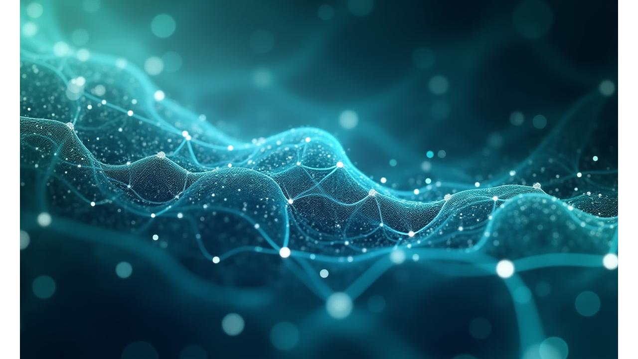 Rappresentazione visiva della scienza della longevità, con grafici di dati e celle in crescita, dominante luce verde e blu.