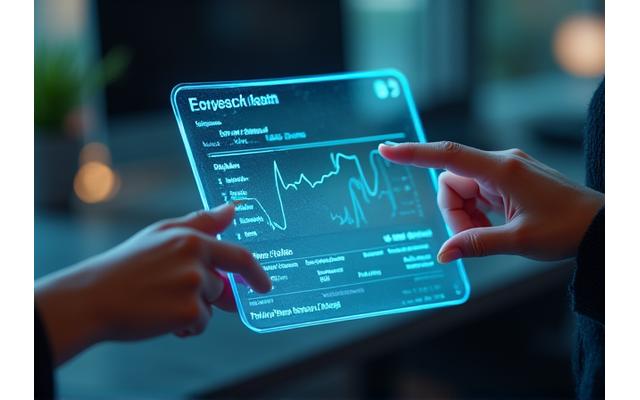 Mani che interagiscono con un'interfaccia utente digitale su un tablet, mostrando dati di benessere e opzioni di feedback.