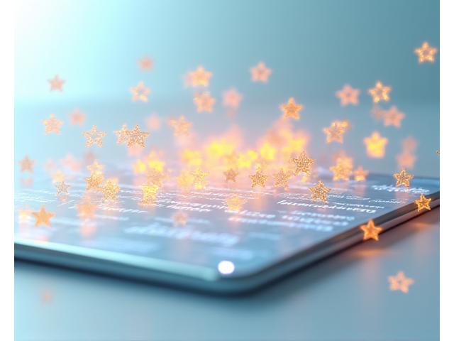 Display di recensioni online con stelle e commenti positivi