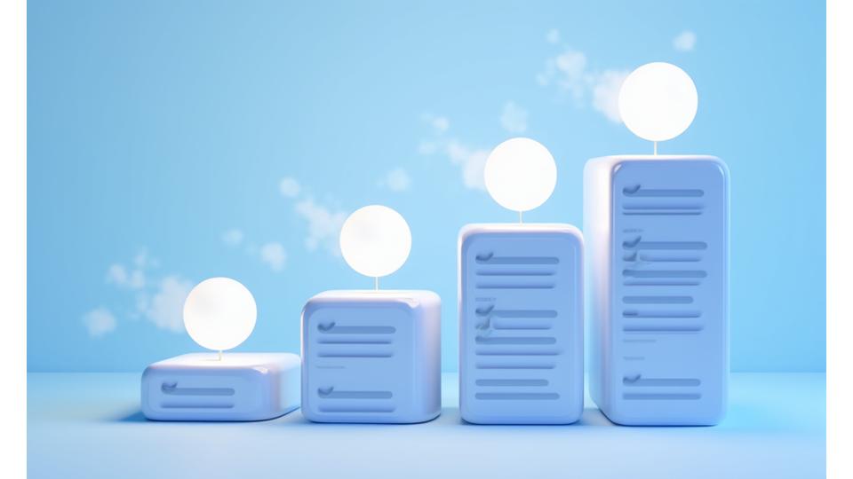 Persone che interagiscono con un'interfaccia digitale per votare idee, con grafici di progresso