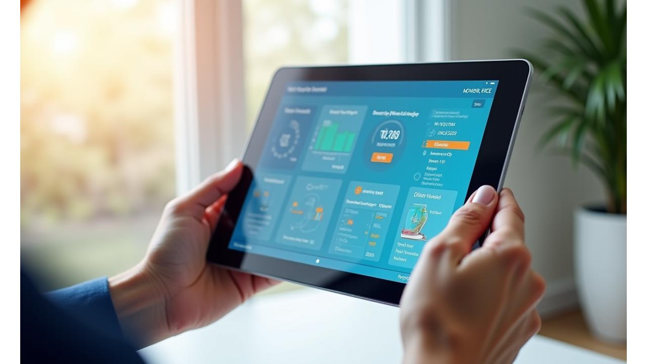 Panoramica della dashboard della piattaforma Vita Serena, che mostra dati sulla salute, programmazione del coaching e tracciamento dei progressi su uno schermo tablet.
